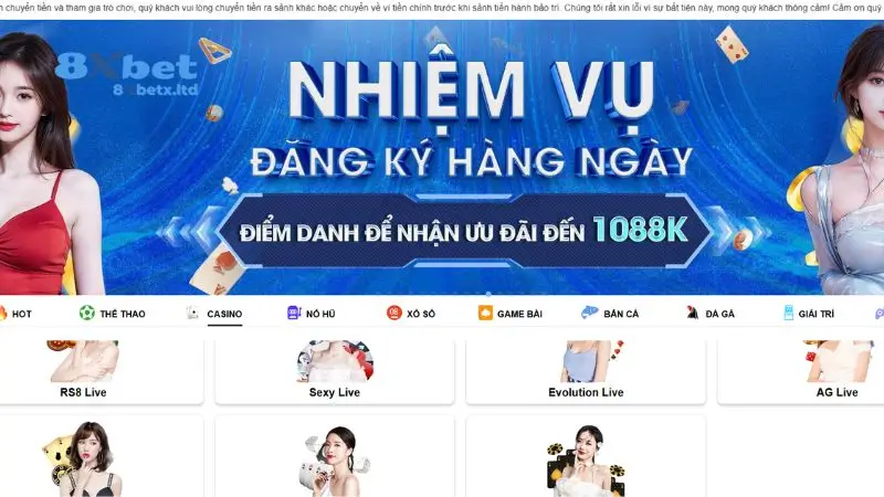 Có nhiều loại hình game chơi tại sảnh Casino 8xbet